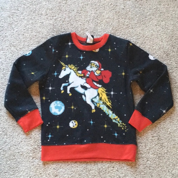 girls unicorn christmas sweater